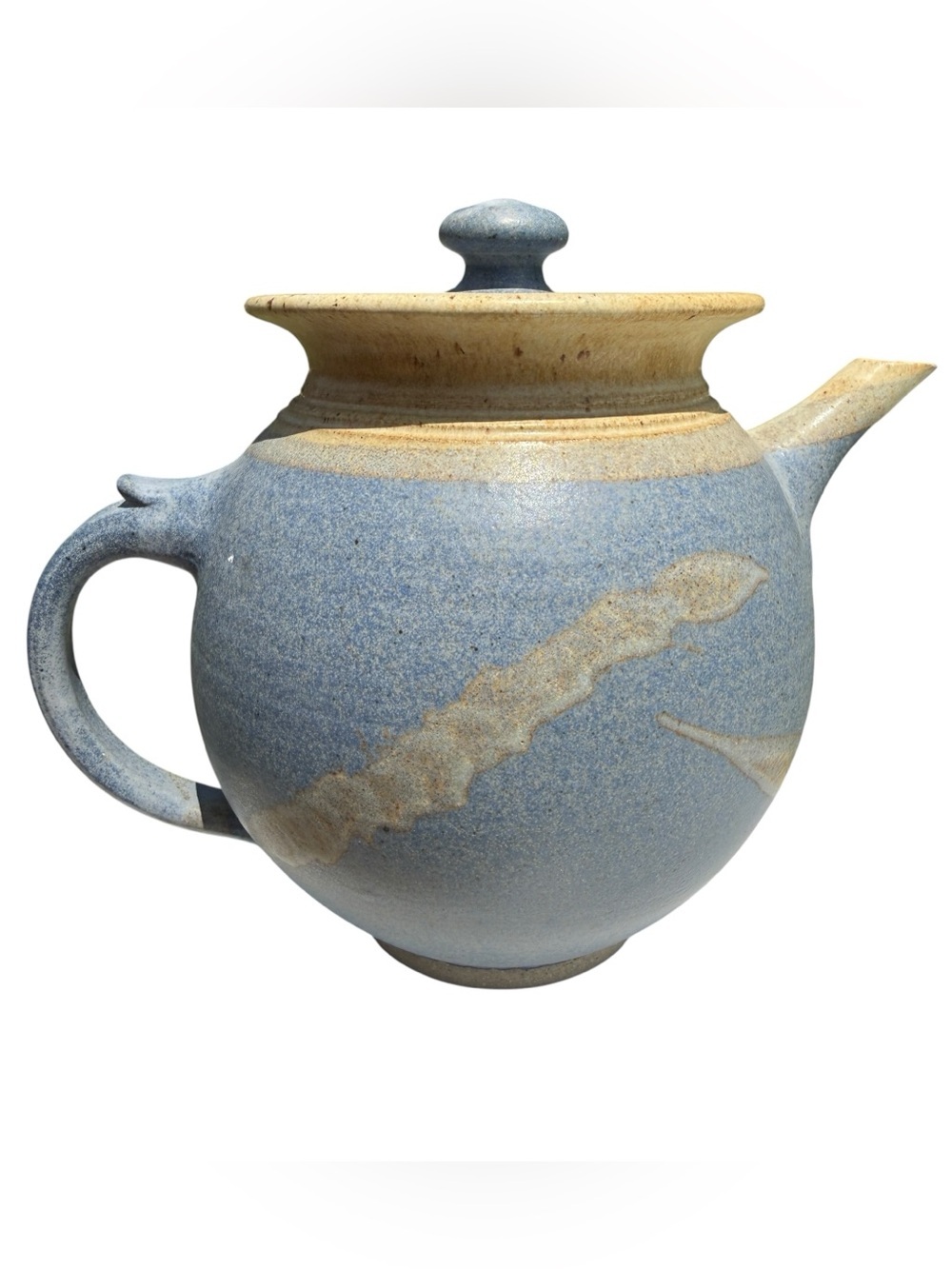Signed Hosking Studio Pottery Teapot Blue Handmade Stoneware Artisan Ceramic